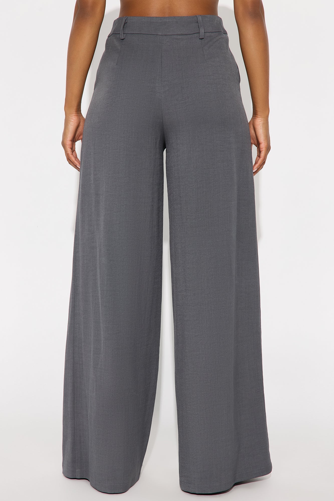 Karina Pleated Wide Leg Trouser Pant 33″ - Charcoal