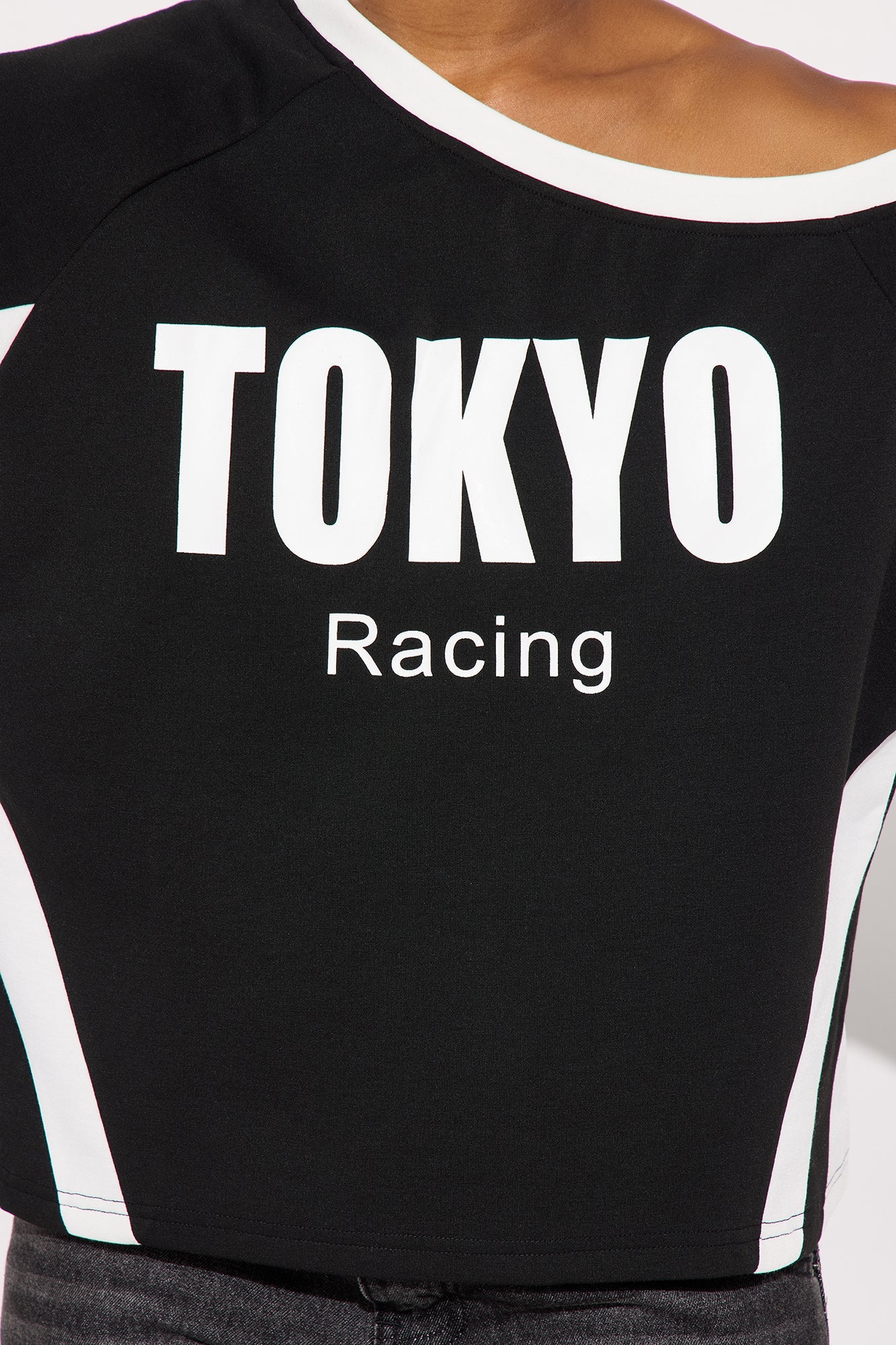 Tokyo Racing Off Shoulder Tee - Black