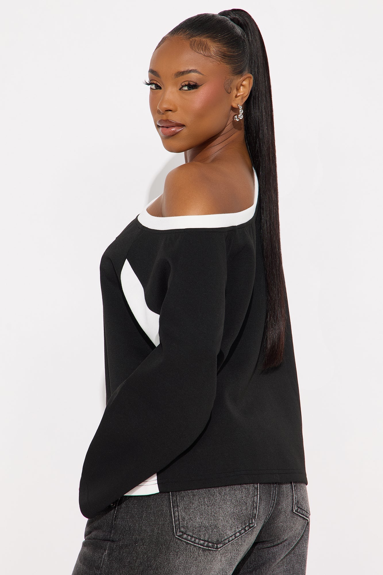 Tokyo Racing Off Shoulder Tee - Black