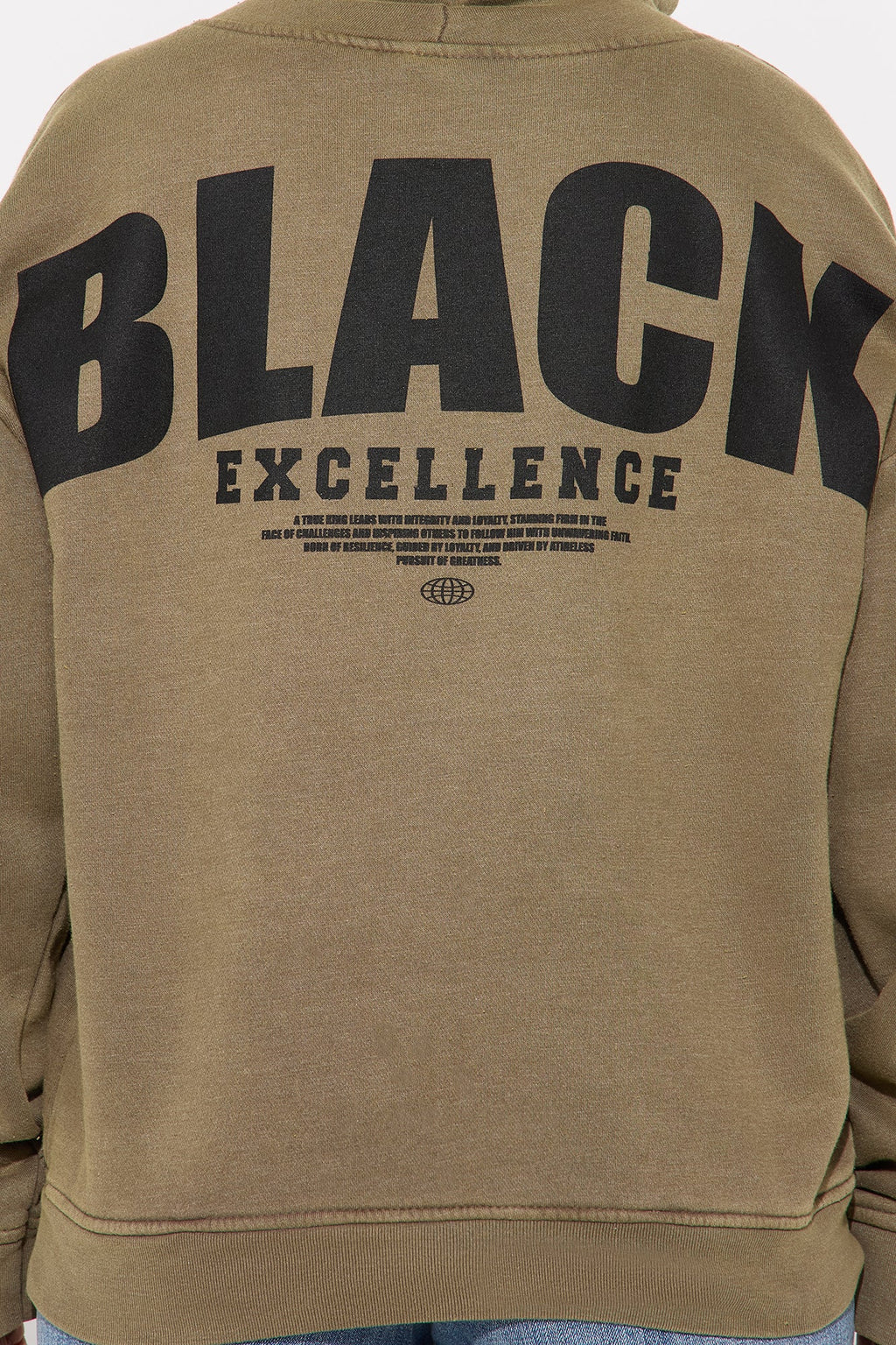 Black Excellence Washed Fleece Hoodie - Olive