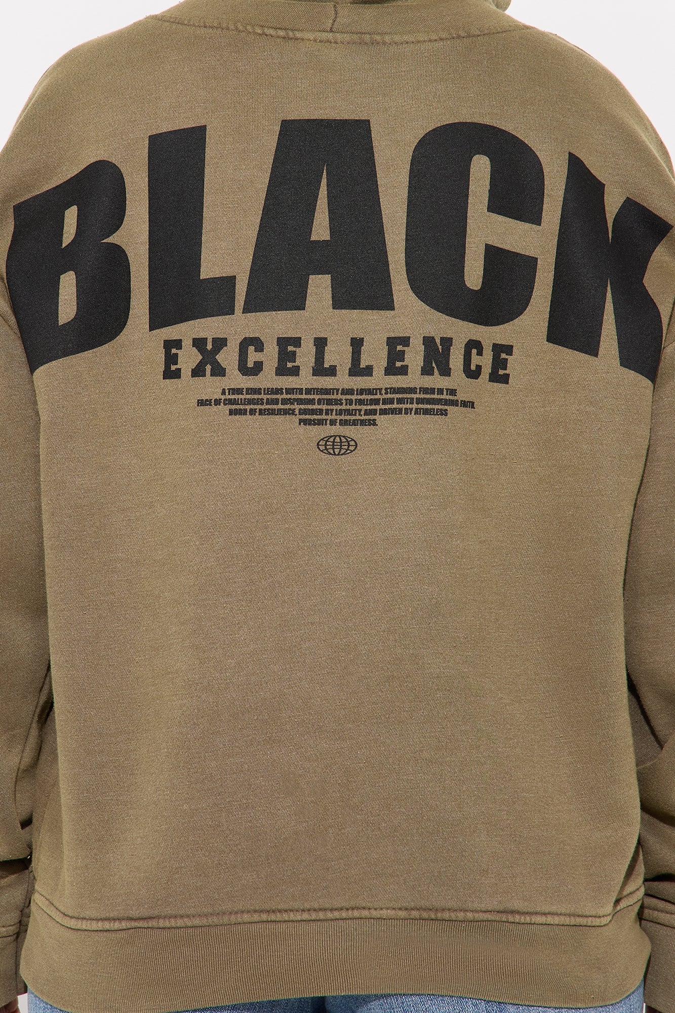 Black Excellence Washed Fleece Hoodie - Olive