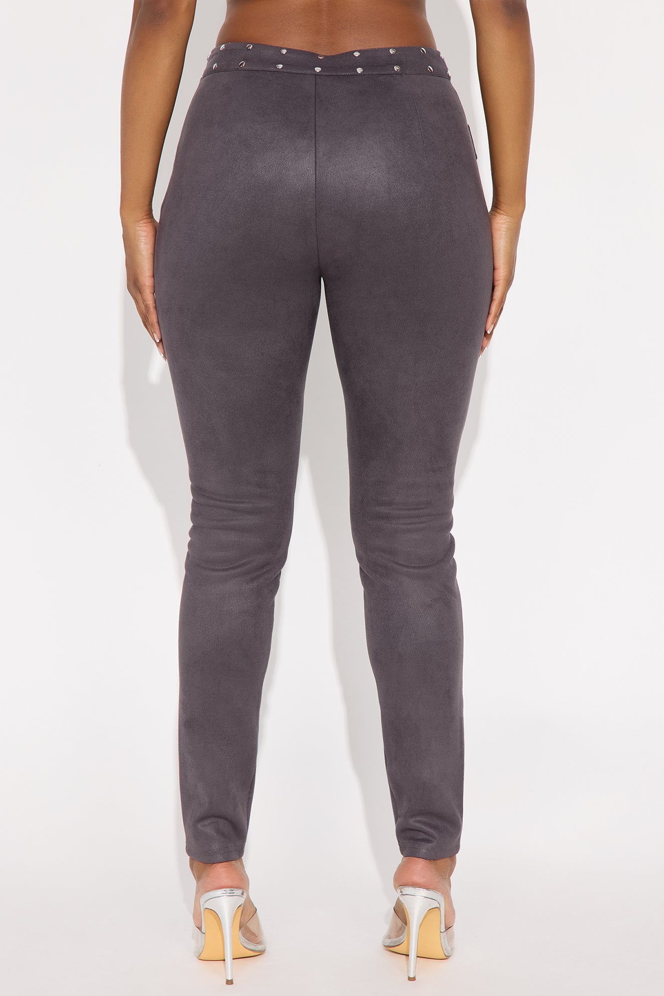 Into The Desert Sun Faux Suede Skinny Leg Pant - Charcoal