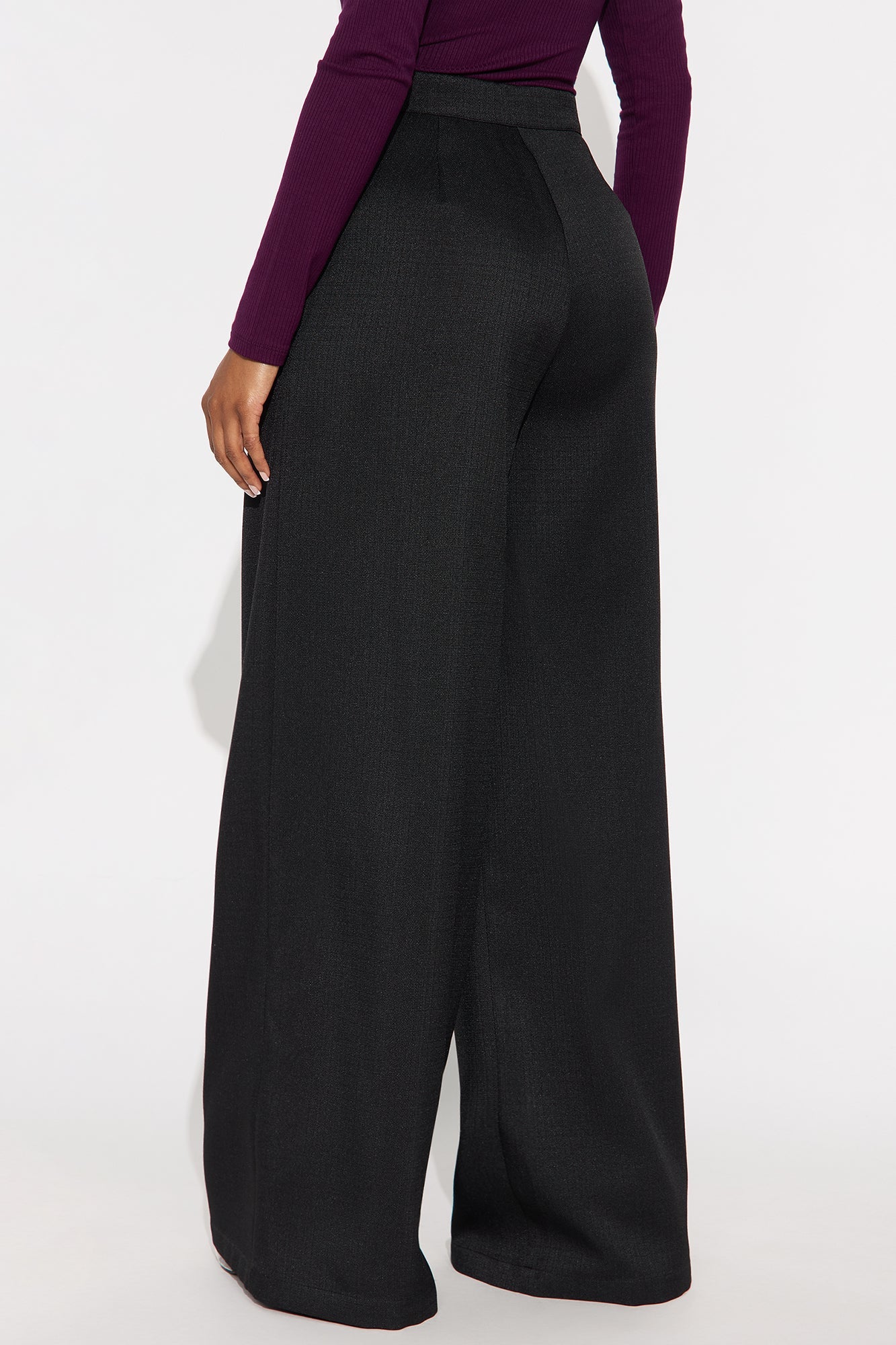 Crystal Textured Wide Leg Pant 33 - Black