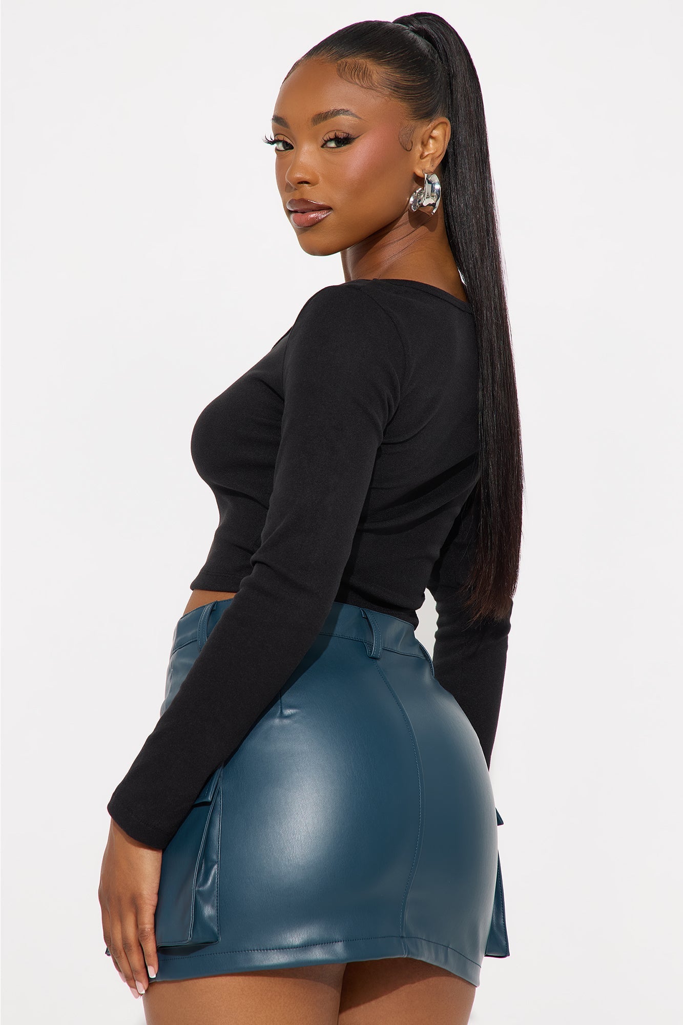 Gia Scoop Neck Double Lined Top - Black