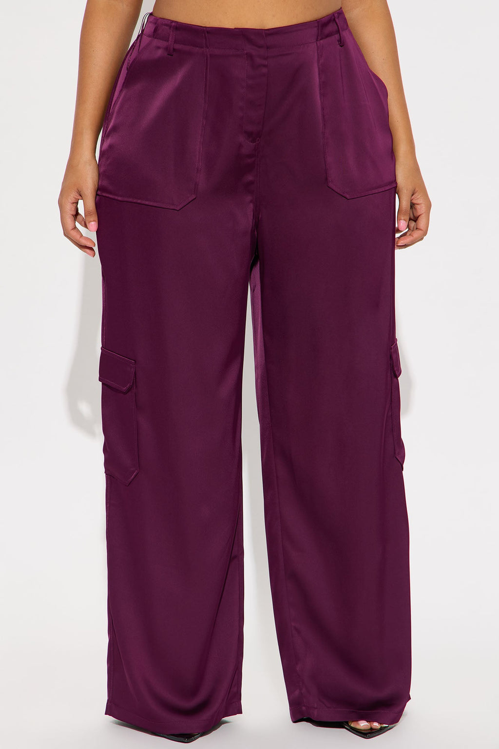 Pretty Girl Walk Satin Cargo Pant - Plum 