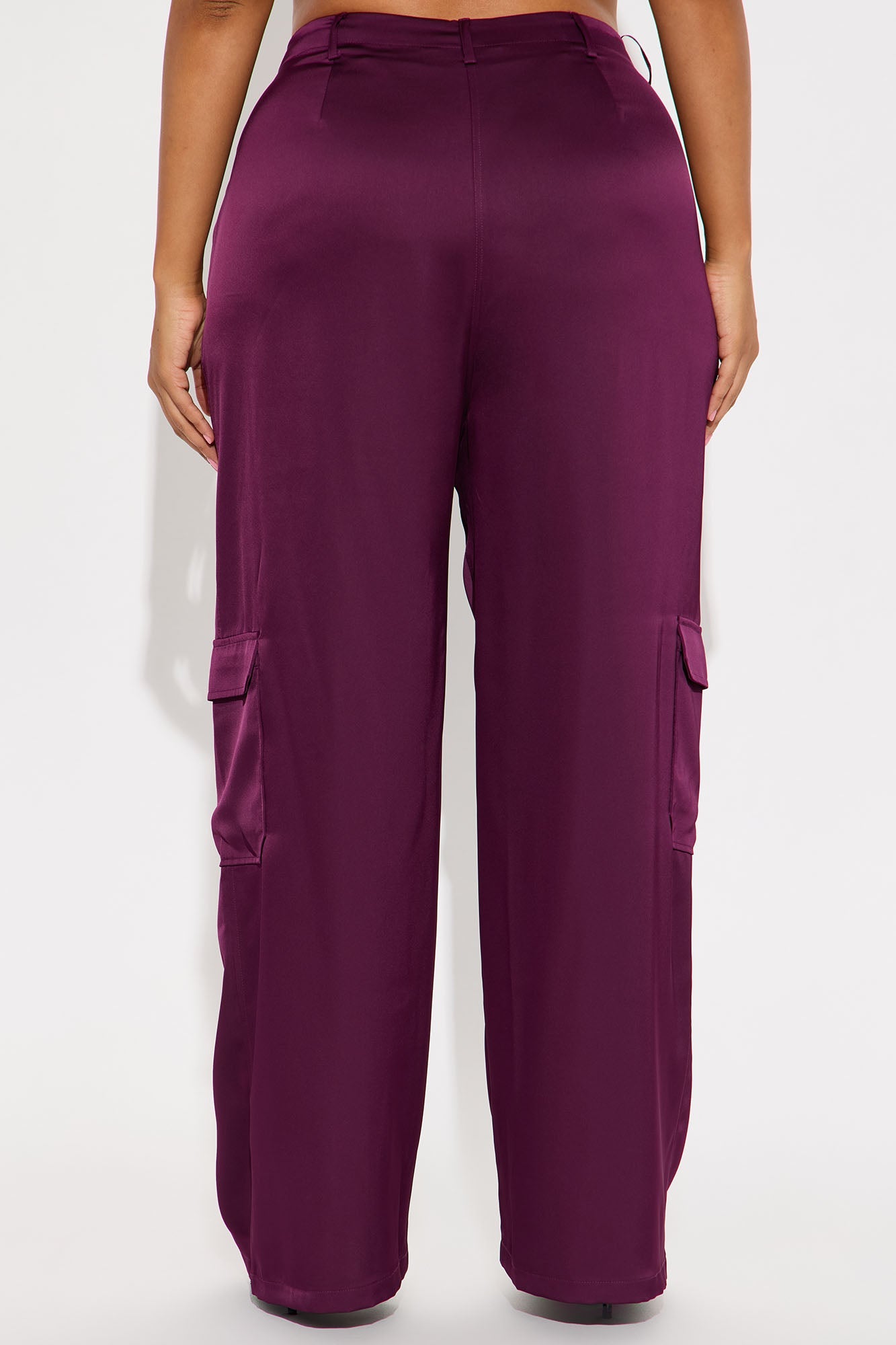 Pretty Girl Walk Satin Cargo Pant - Plum 