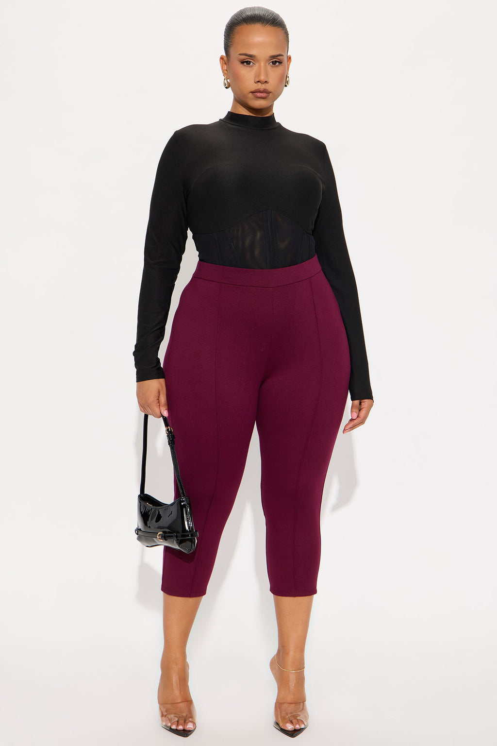 Kenny Long Sleeve Corset Bodysuit - Black