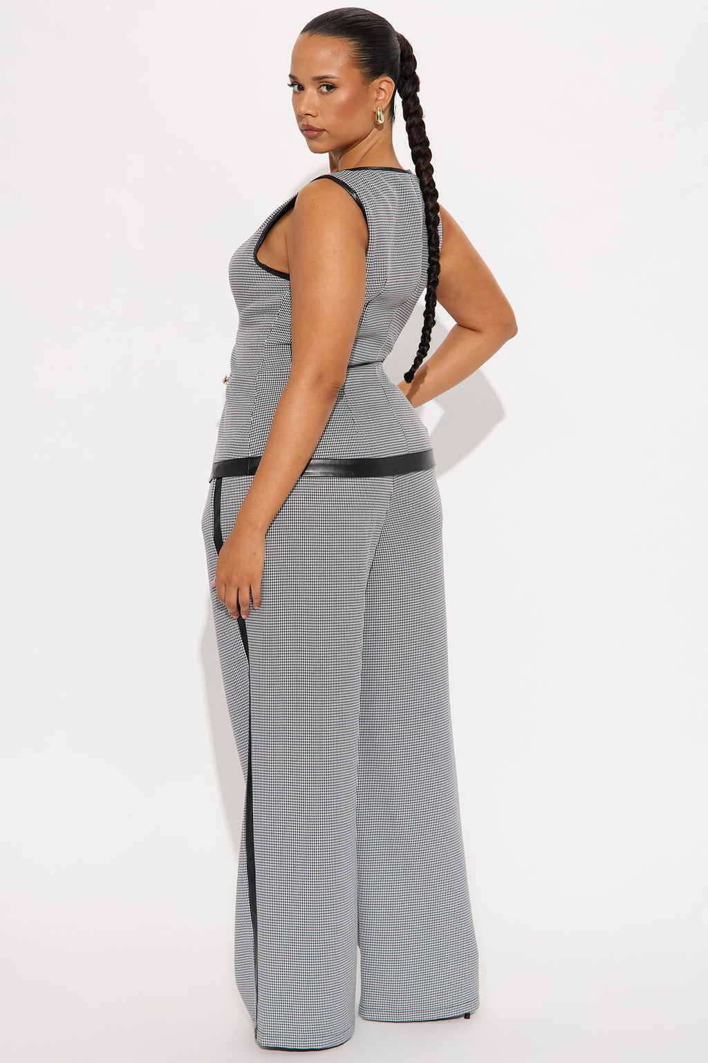 Keep You Mesmerized Vest Pant Set - Black/White 