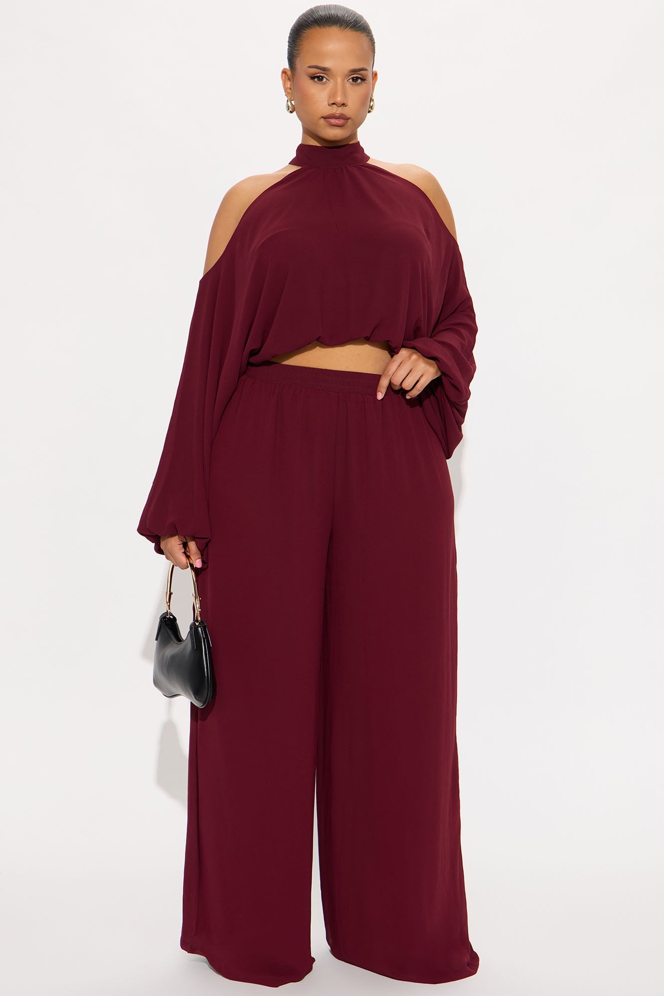 Dream Of Me Chiffon Pant Set - Burgundy 