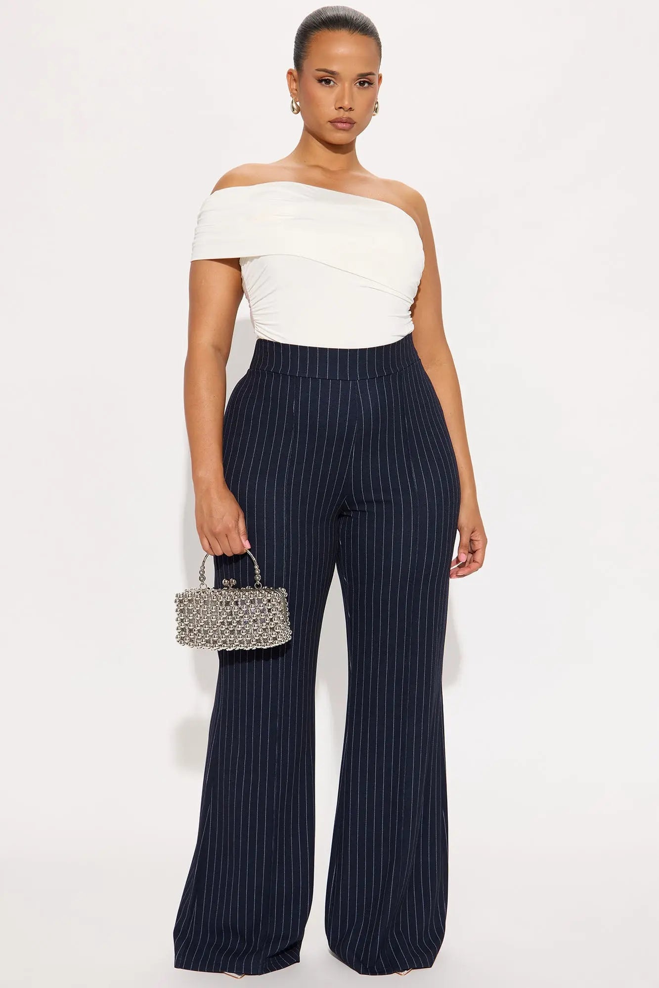 Victoria High Waisted Dress Pant Pinstripe - Navy/combo 