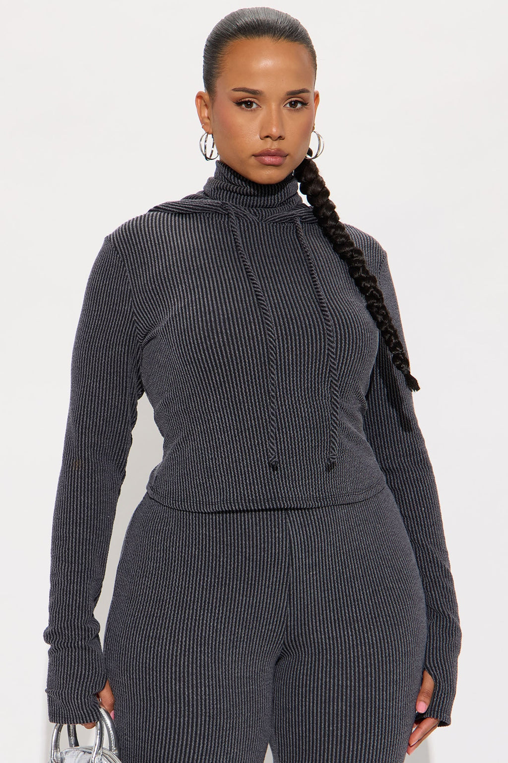Center Of Attention Hoodie Pant Set - Charcoal