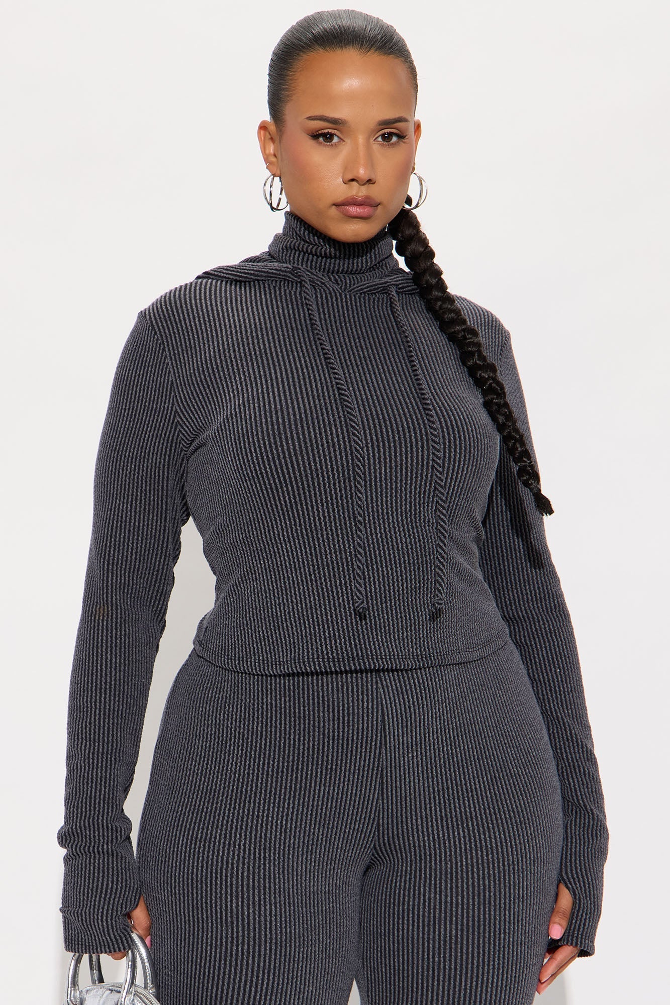 Center Of Attention Hoodie Pant Set - Charcoal