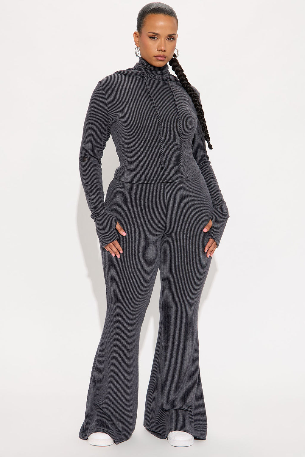 Center Of Attention Hoodie Pant Set - Charcoal