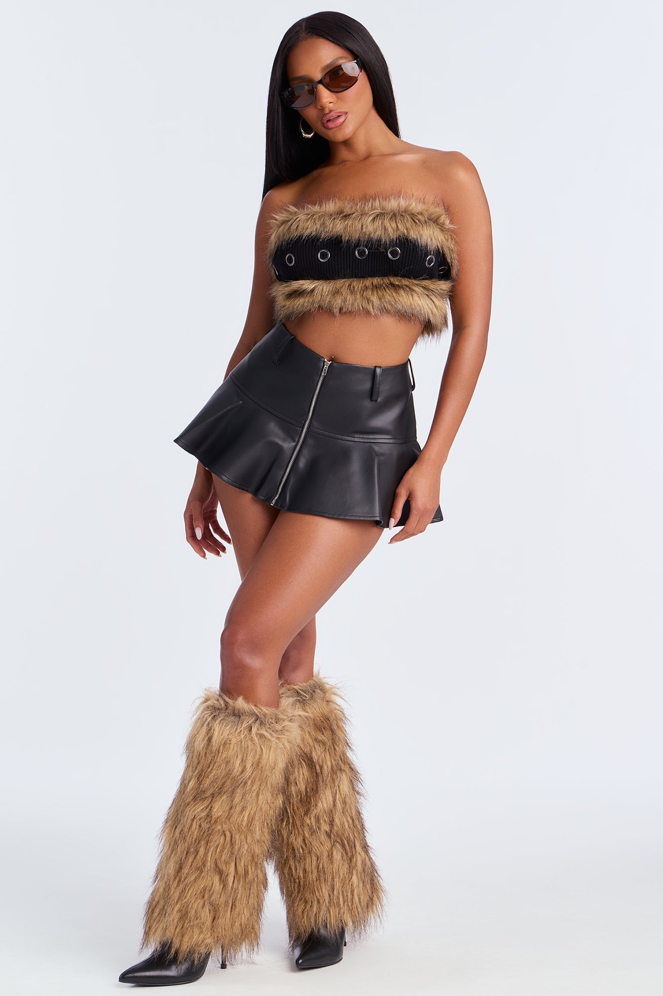 Bad At Love Faux Fur Sweater Top - Black/combo