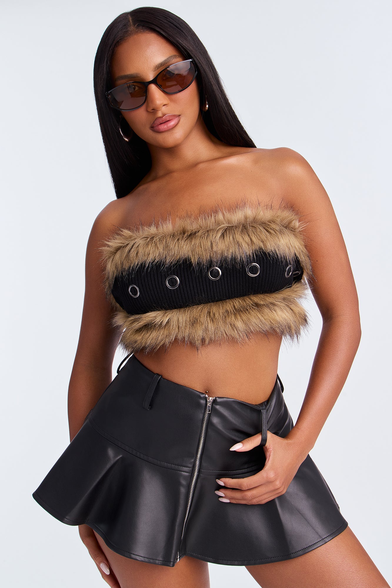 Bad At Love Faux Fur Sweater Top - Black/combo