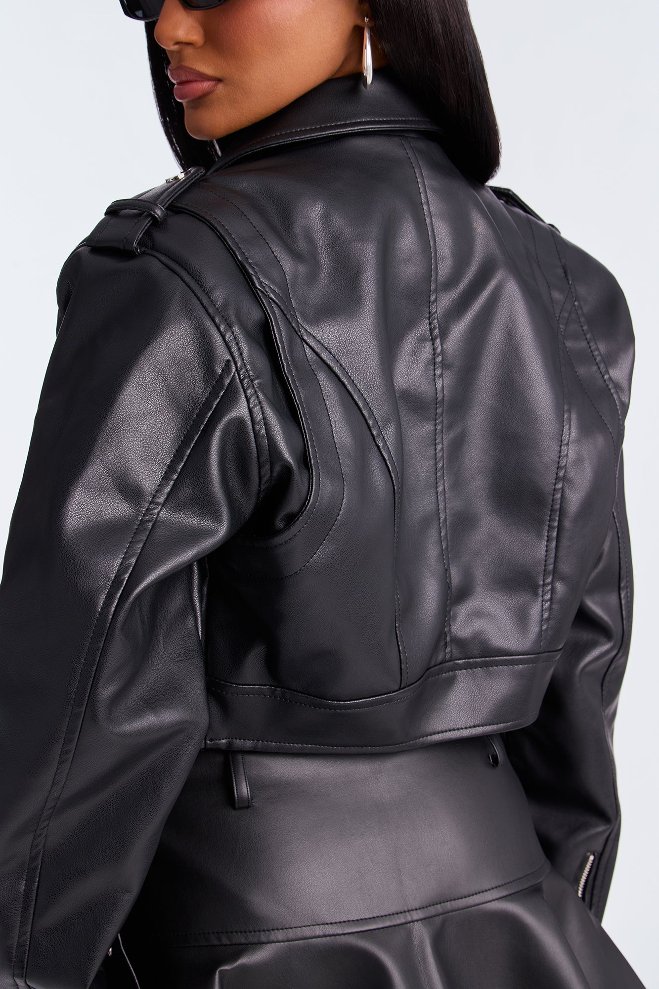 Total Drama Cropped Moto Jacket - Black