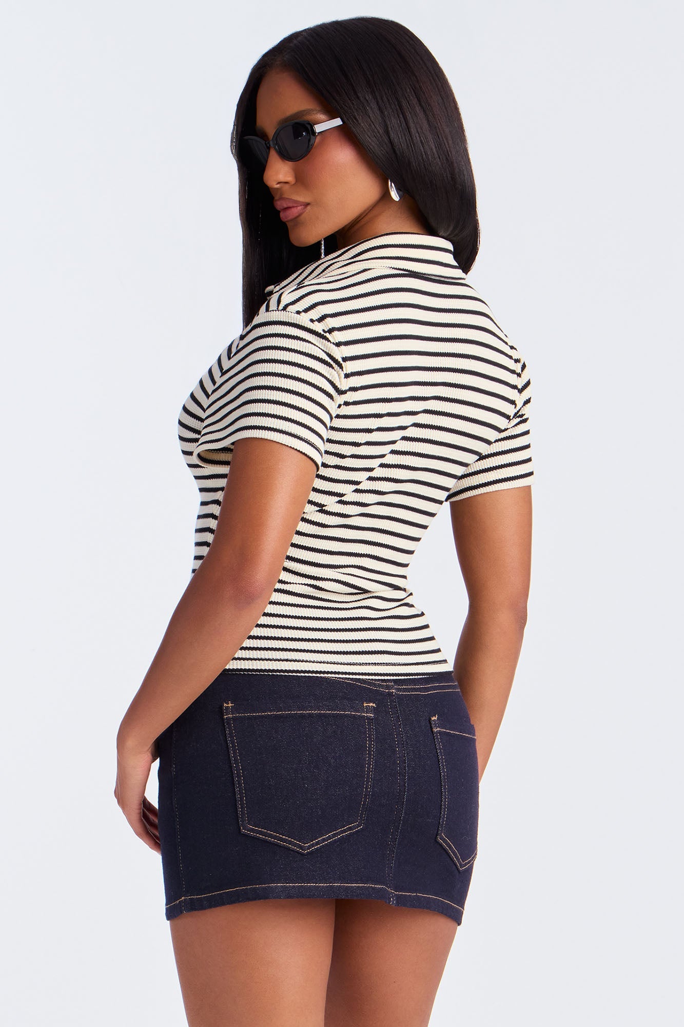 High Strung Asymmetrical Button Up Shirt - Cream/combo
