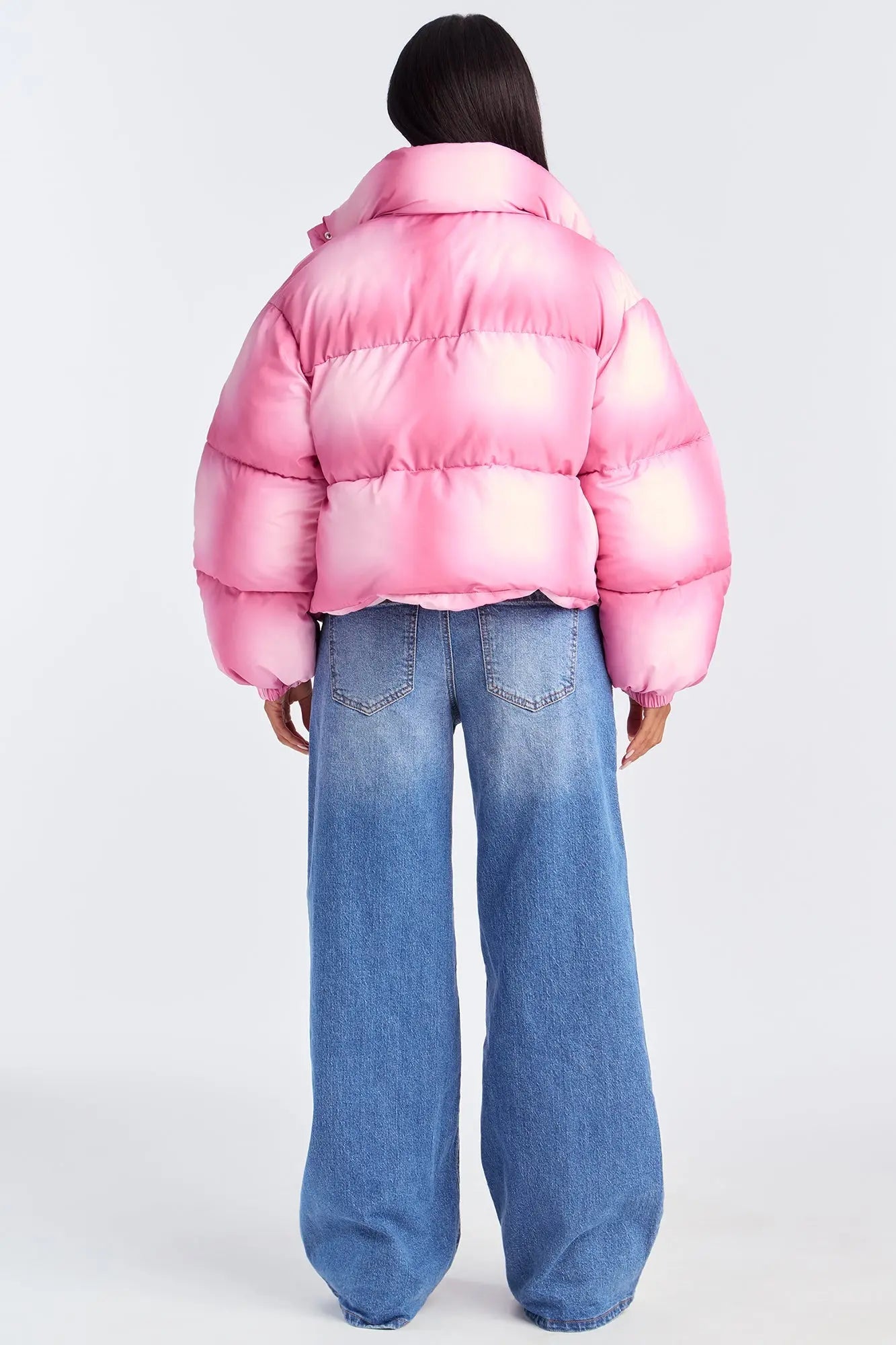 Zoe Ombre Cropped Puffer Jacket - Pink 
