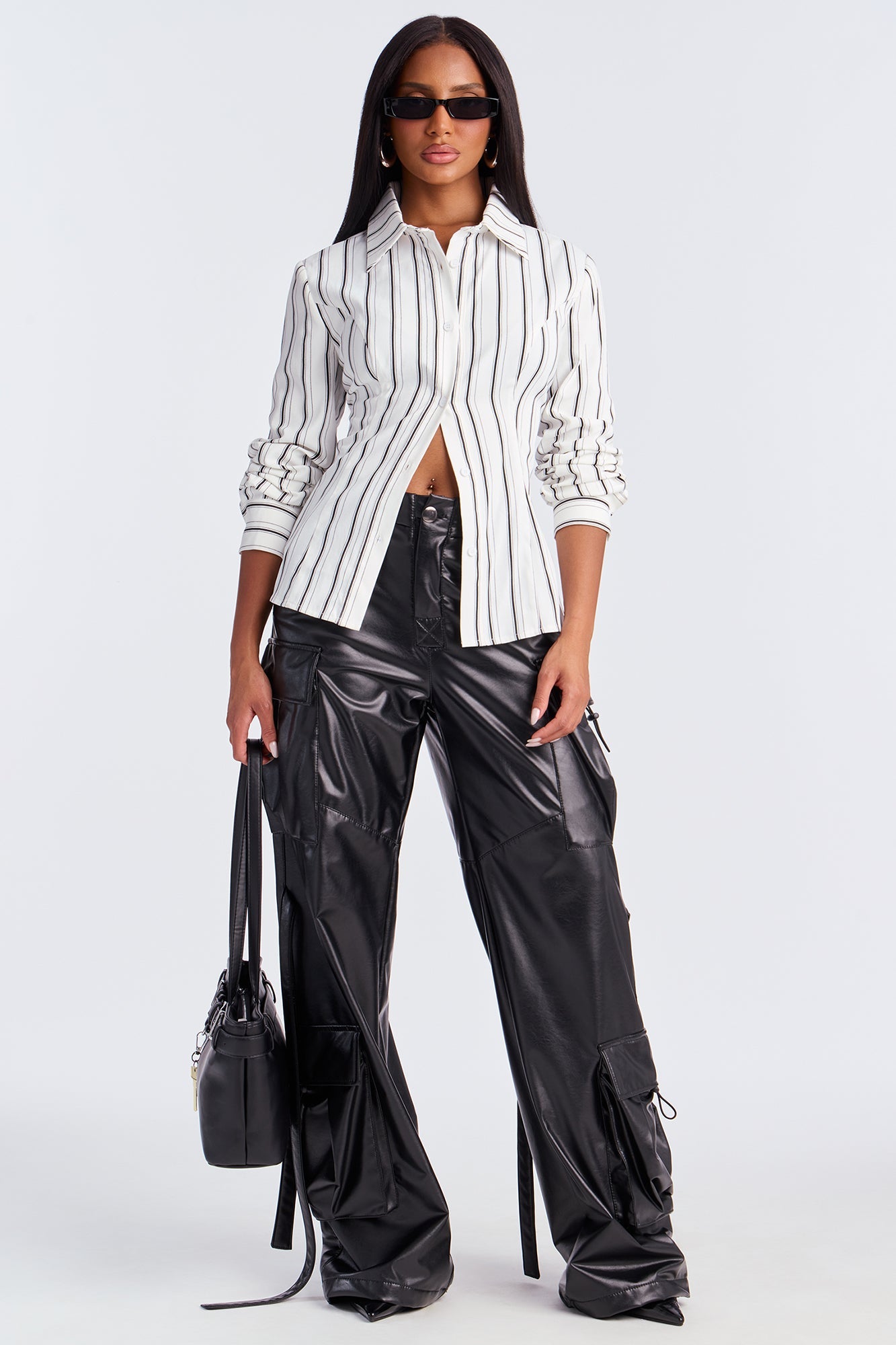 Messy Thoughts Pinstripe Shirt - White/combo