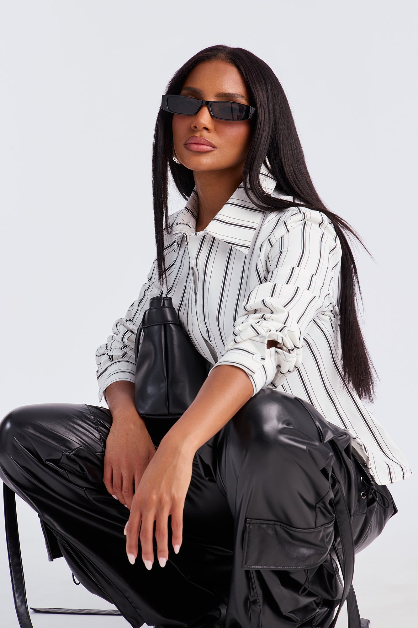 Messy Thoughts Pinstripe Shirt - White/combo