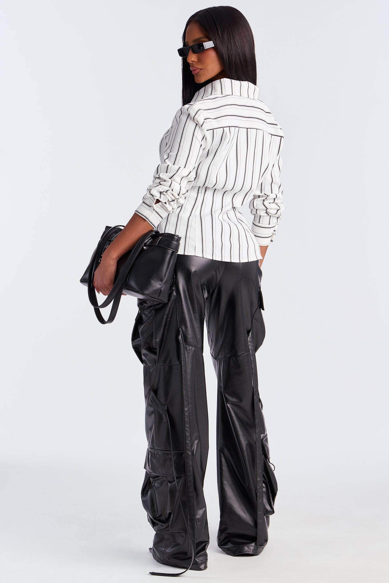 Messy Thoughts Pinstripe Shirt - White/combo