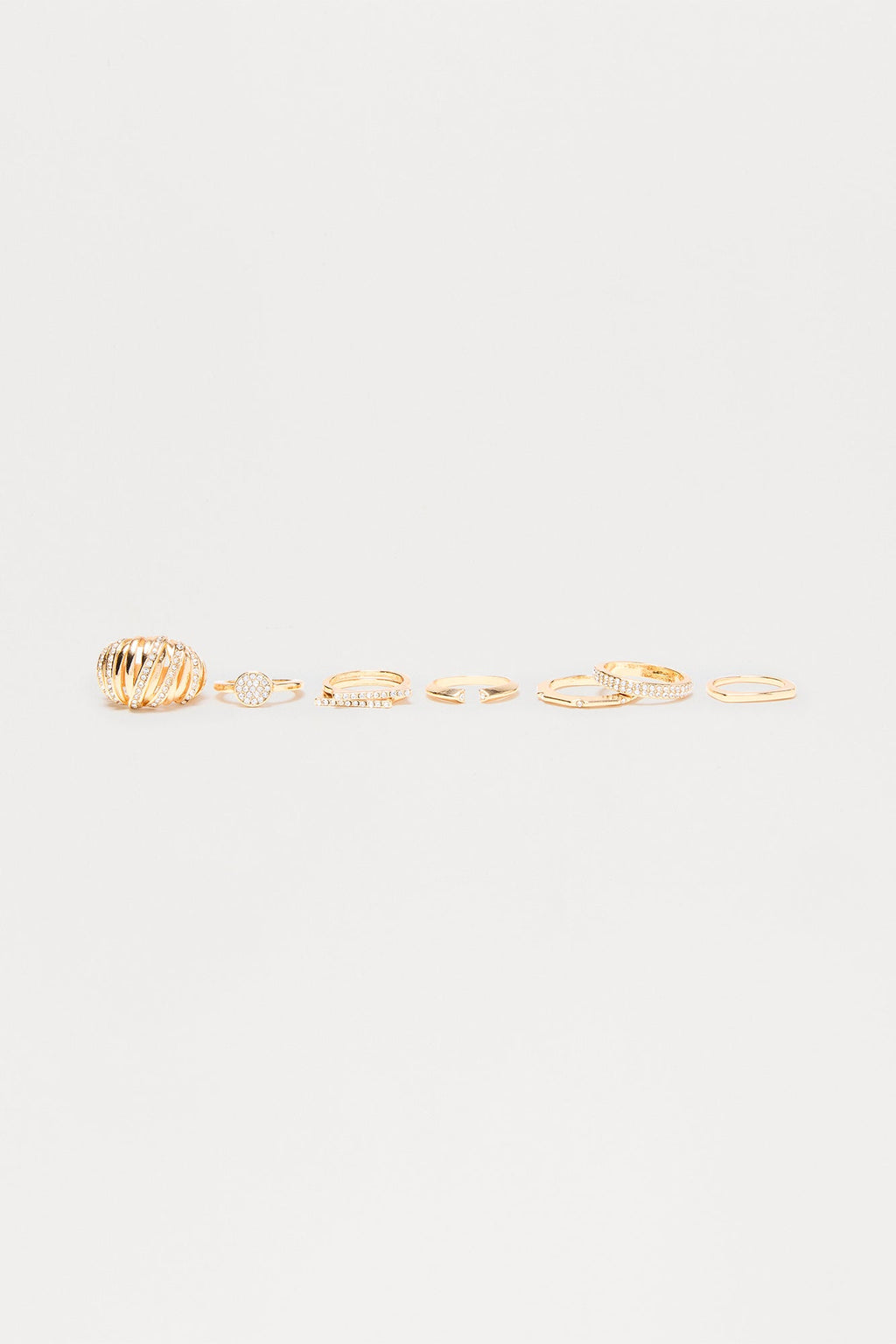 Nothing Like This Abstract Rhinestones 8 Piece Ring Set - Gold