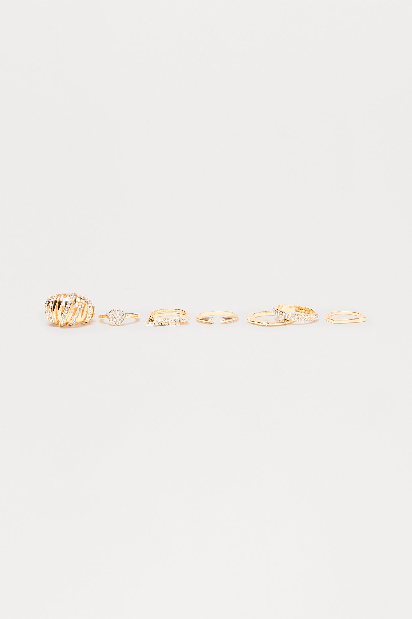 Nothing Like This Abstract Rhinestones 8 Piece Ring Set - Gold