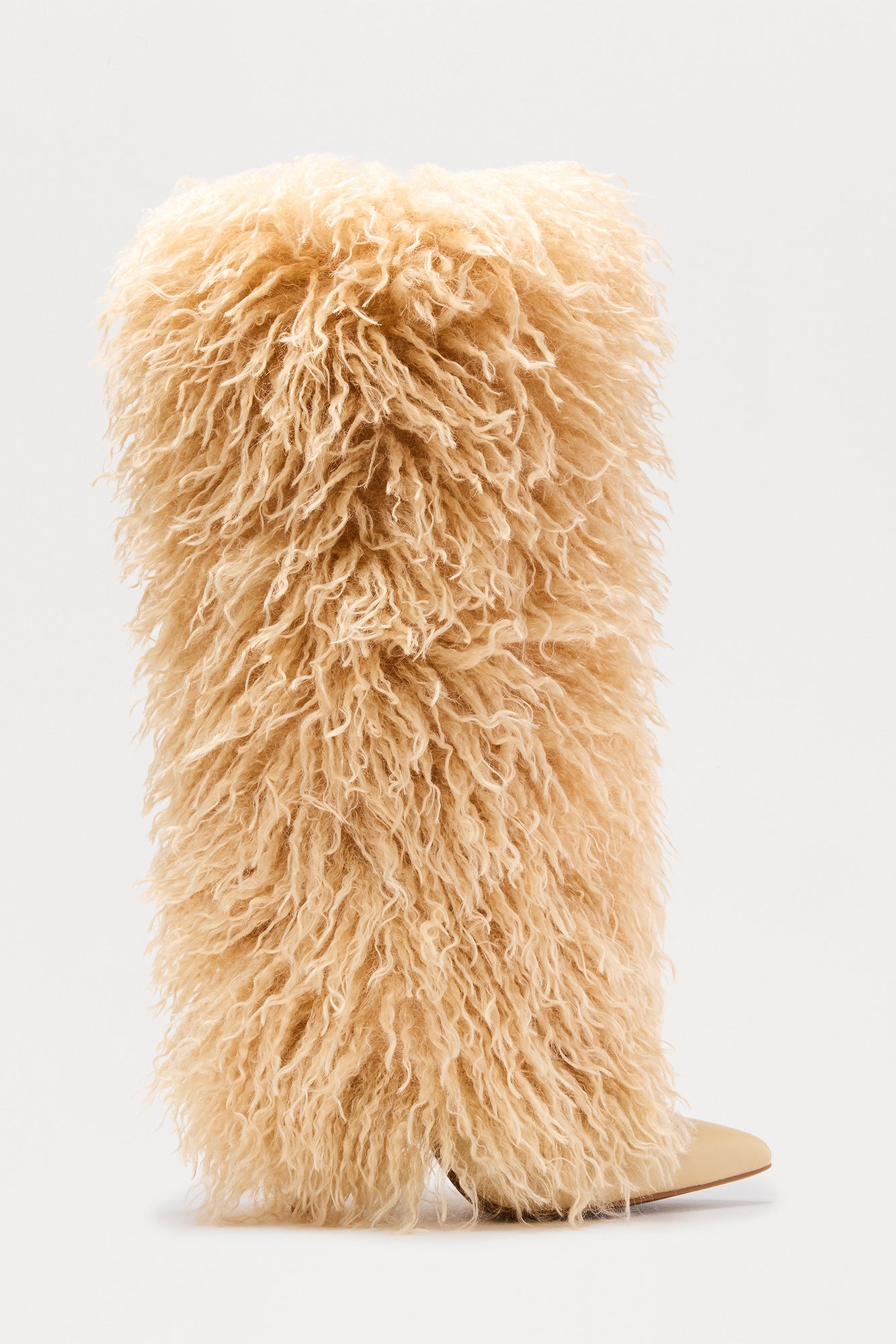 Chantel Faux Fur Knee High Boots - Nude