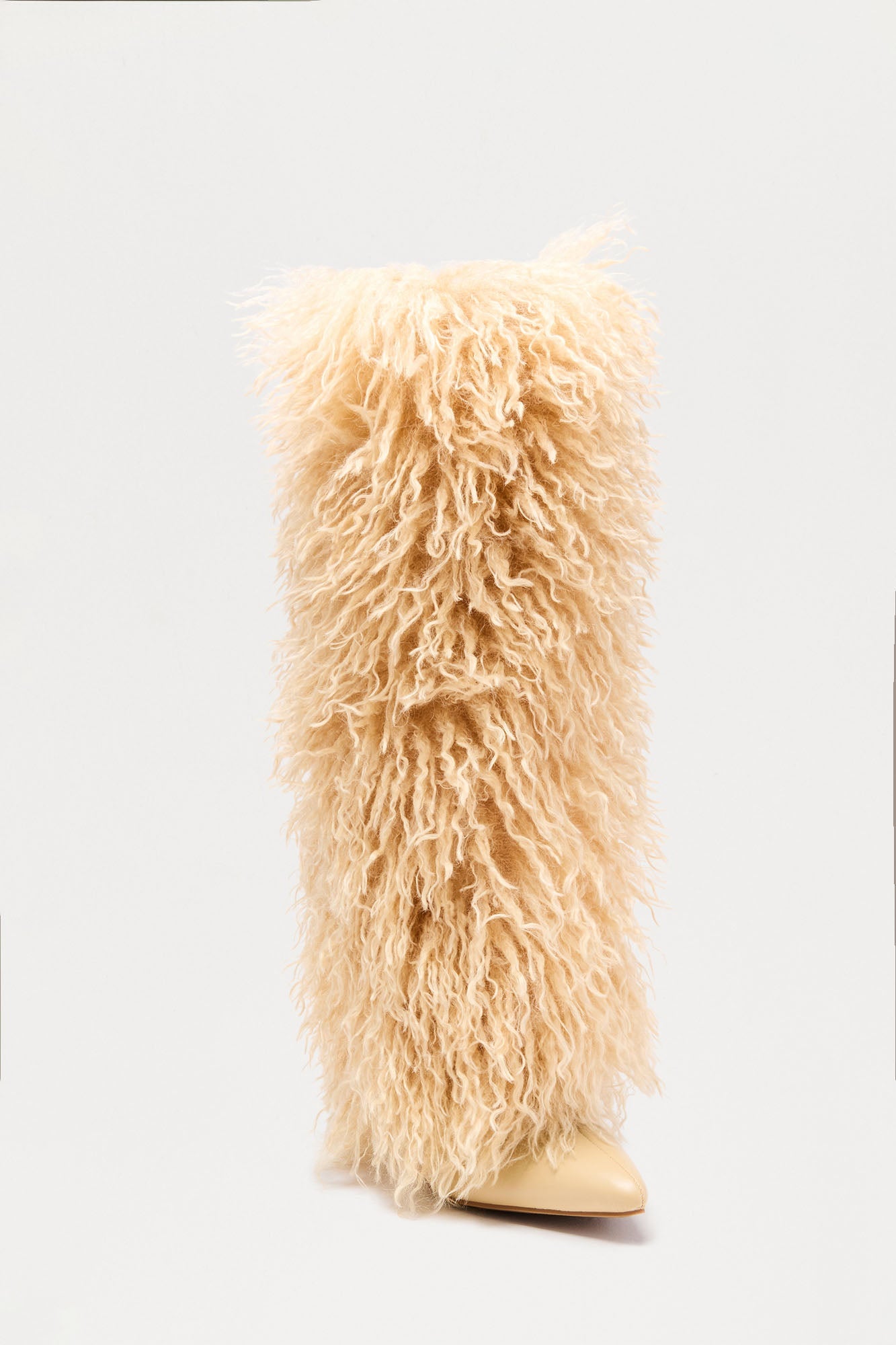 Chantel Faux Fur Knee High Boots - Nude