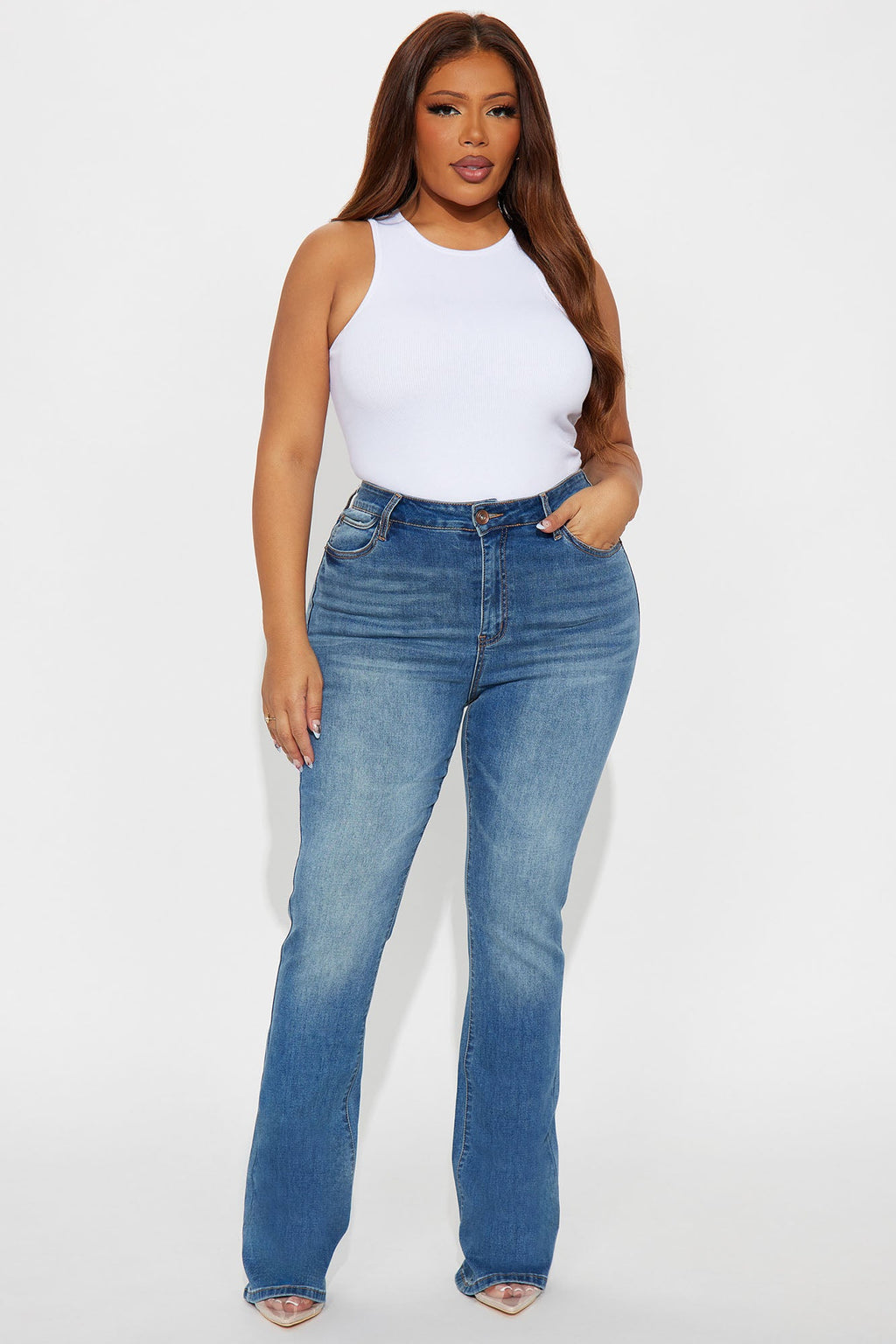 Level Up Low Rise Stacked Bootcut Jeans - Medium Wash