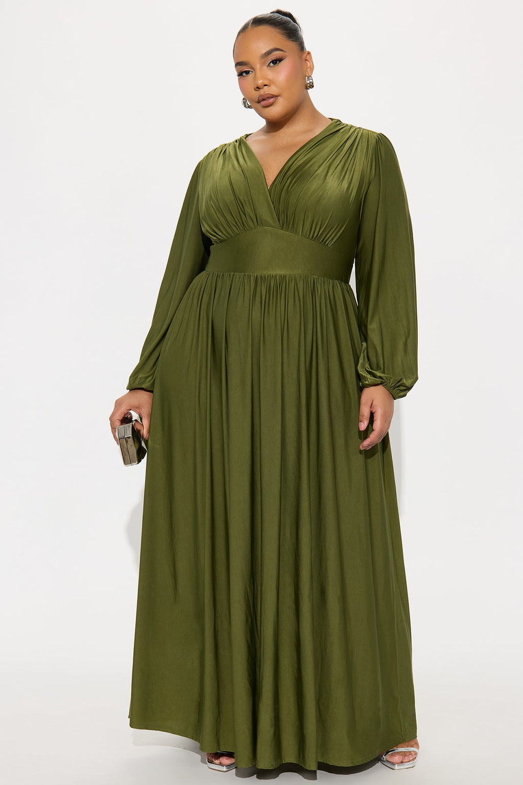 Vivi Long Sleeve Maxi Dress - Olive