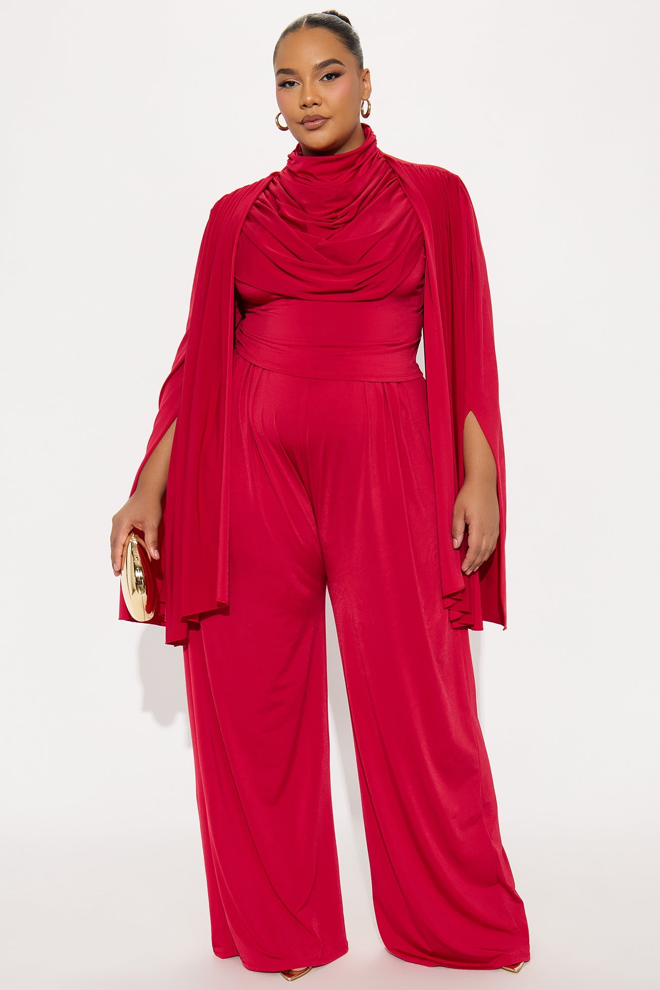 Gemma Draped Wide Leg Pant Set - Red