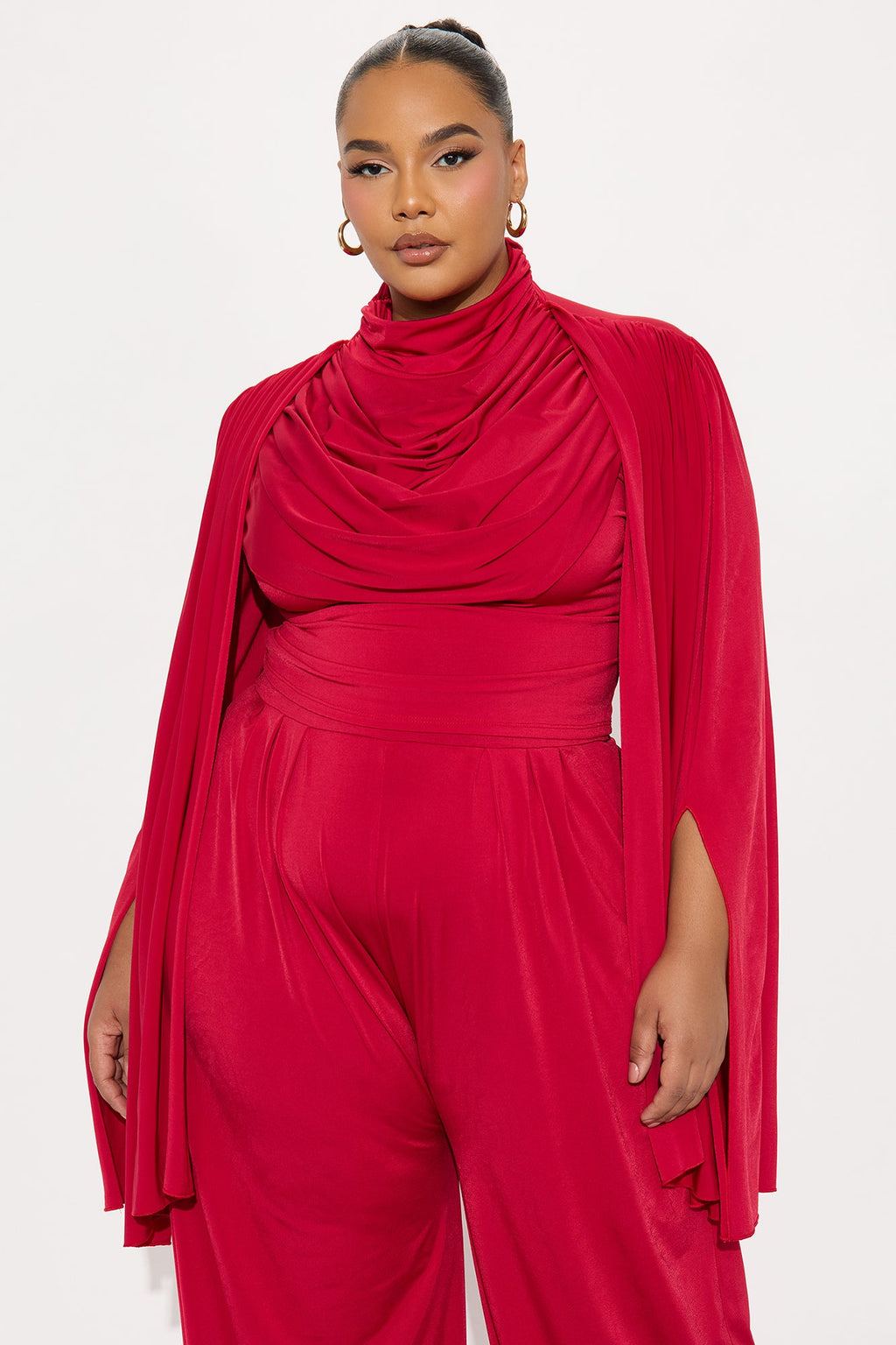 Gemma Draped Wide Leg Pant Set - Red