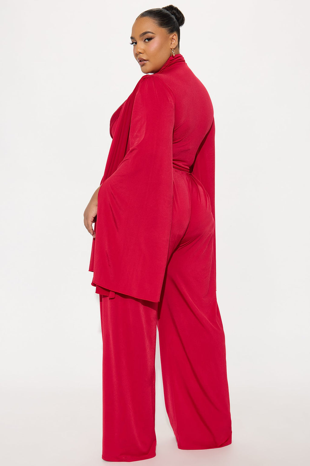 Gemma Draped Wide Leg Pant Set - Red