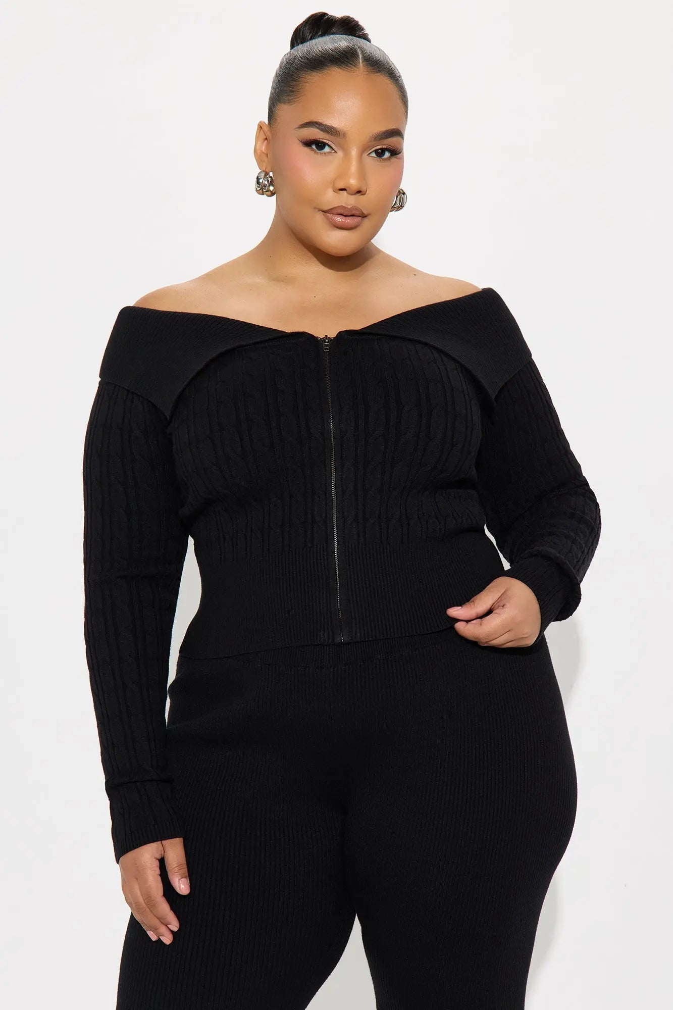 Isabella Sweater Cardigan Pant Set - Black 