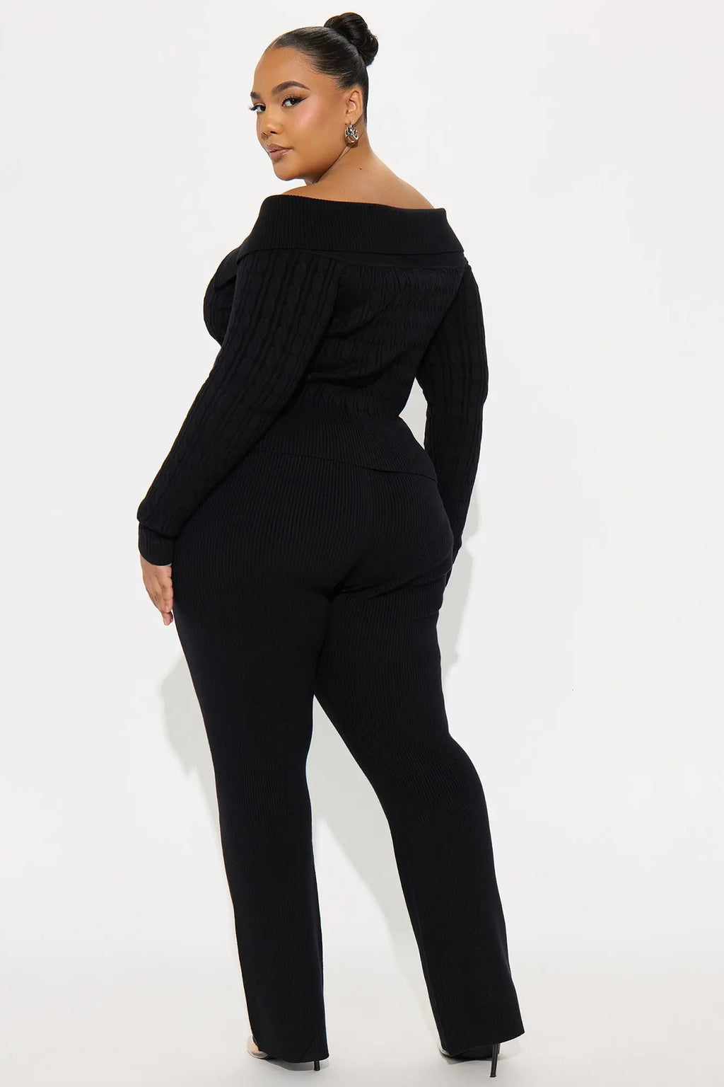 Isabella Sweater Cardigan Pant Set - Black 