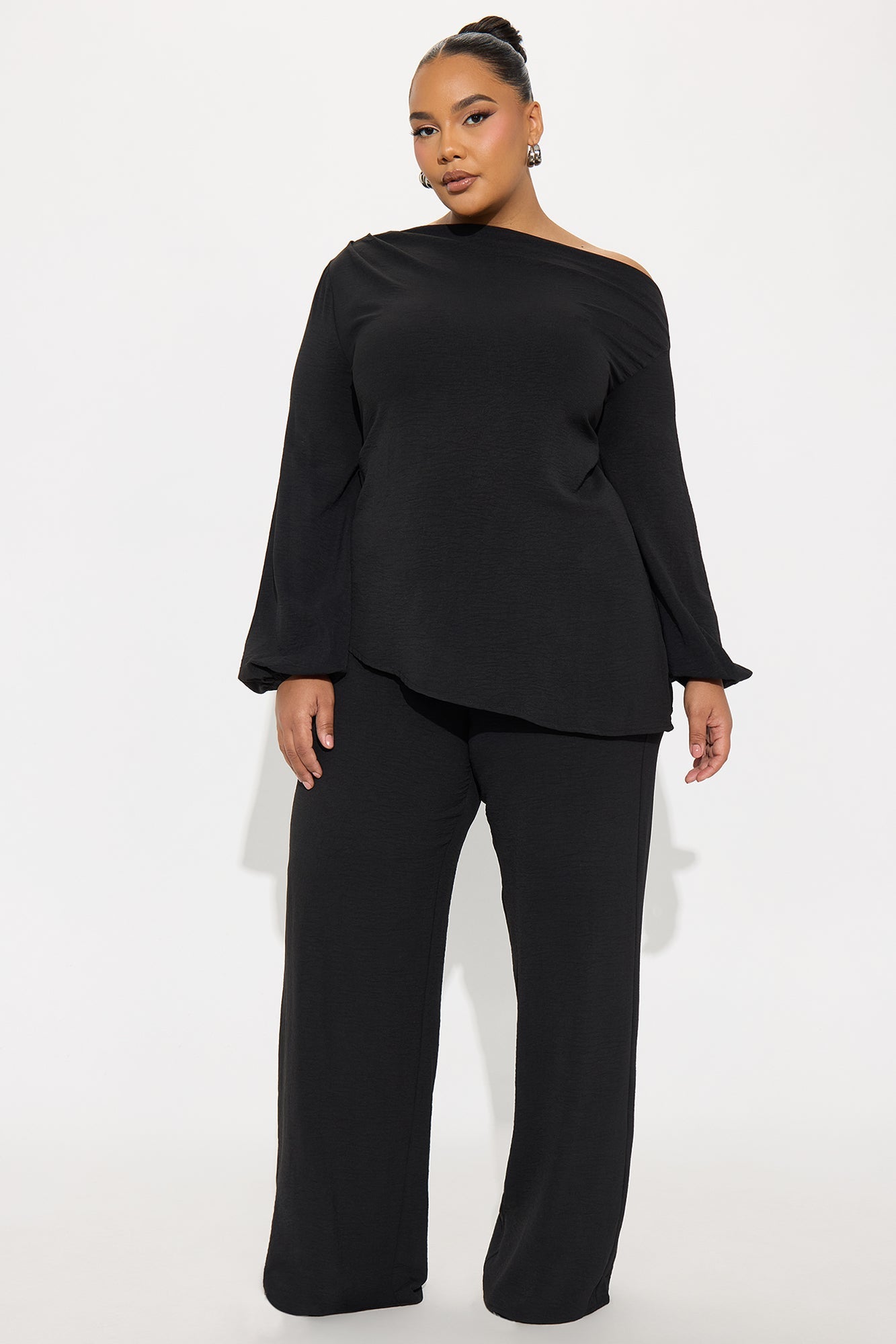 Laura Off Shoulder Pant Set - Black 