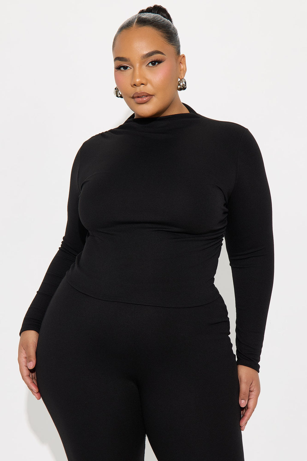So Sexy Mockneck Flare Leg Pant Set - Black