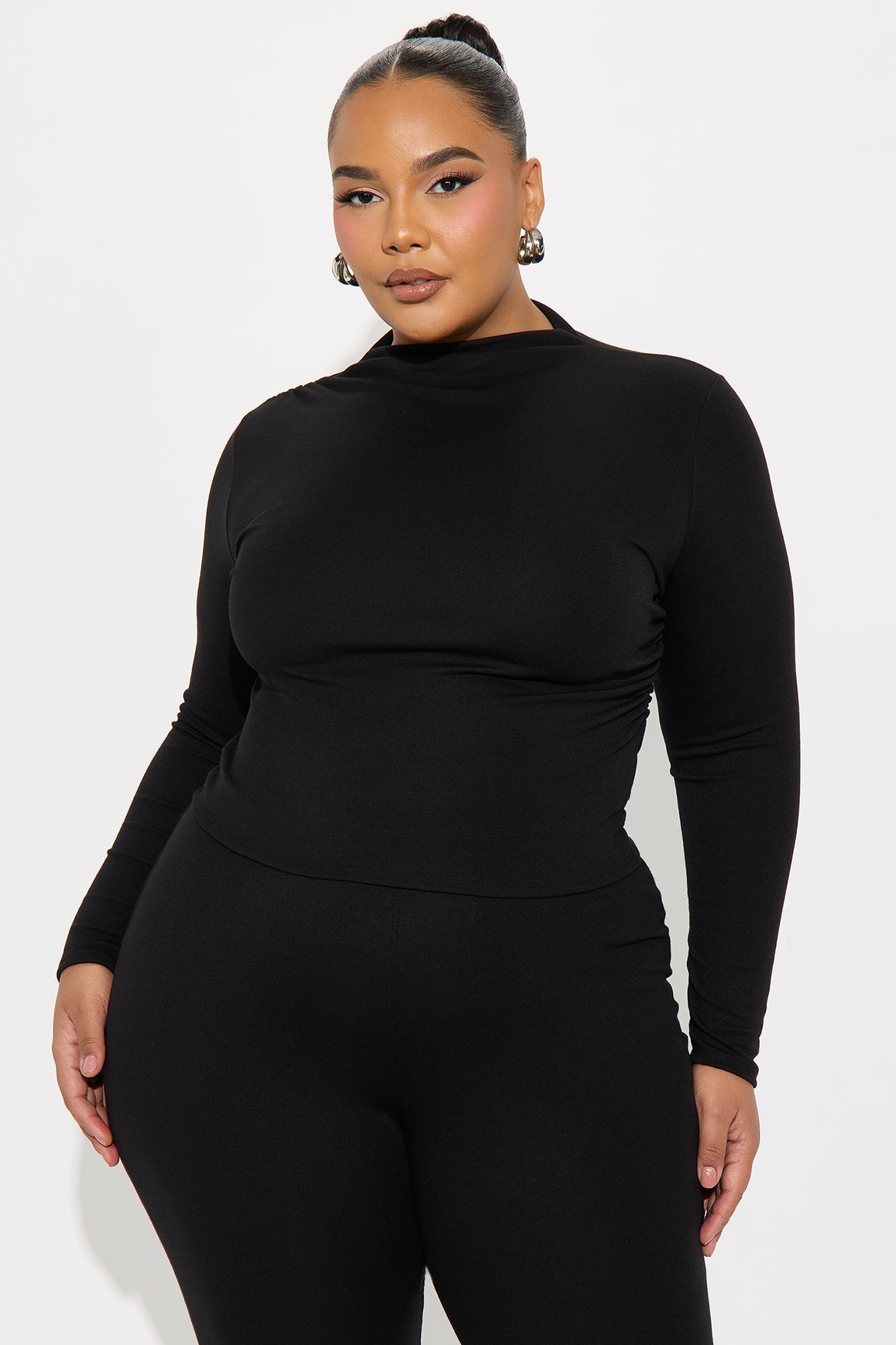 So Sexy Mockneck Flare Leg Pant Set - Black