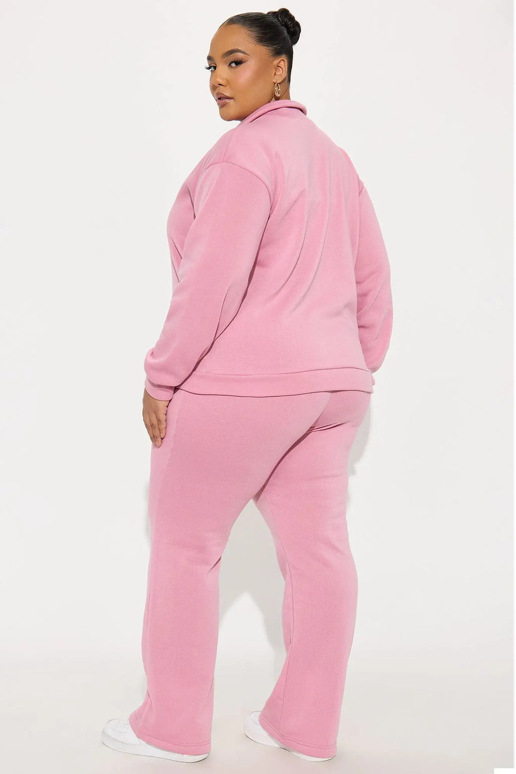 Demi Zip Up Fleece Pant Set - Mauve 