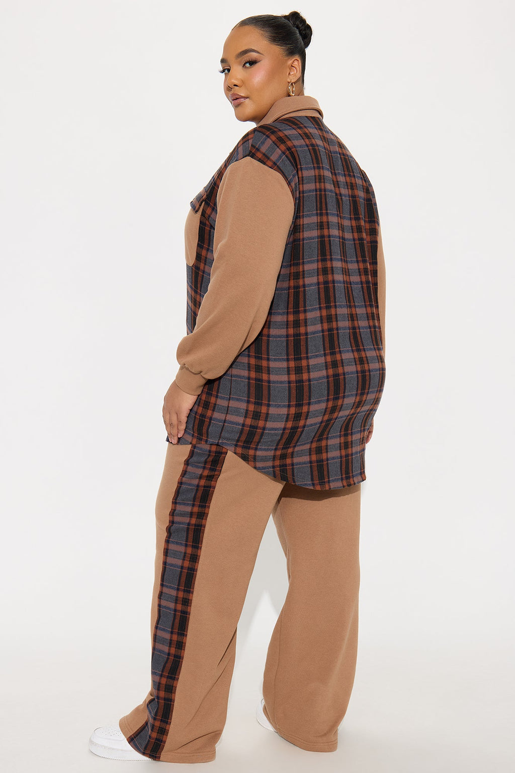 Camryn Plaid Pant Set - Mocha/combo 