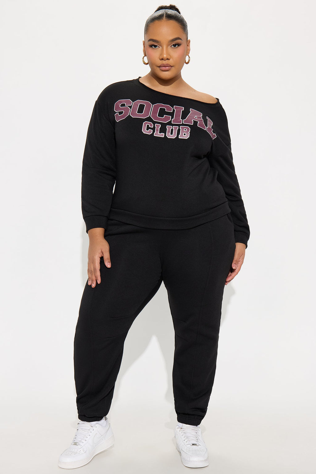 Social Club Fleece Jogger Set - Black