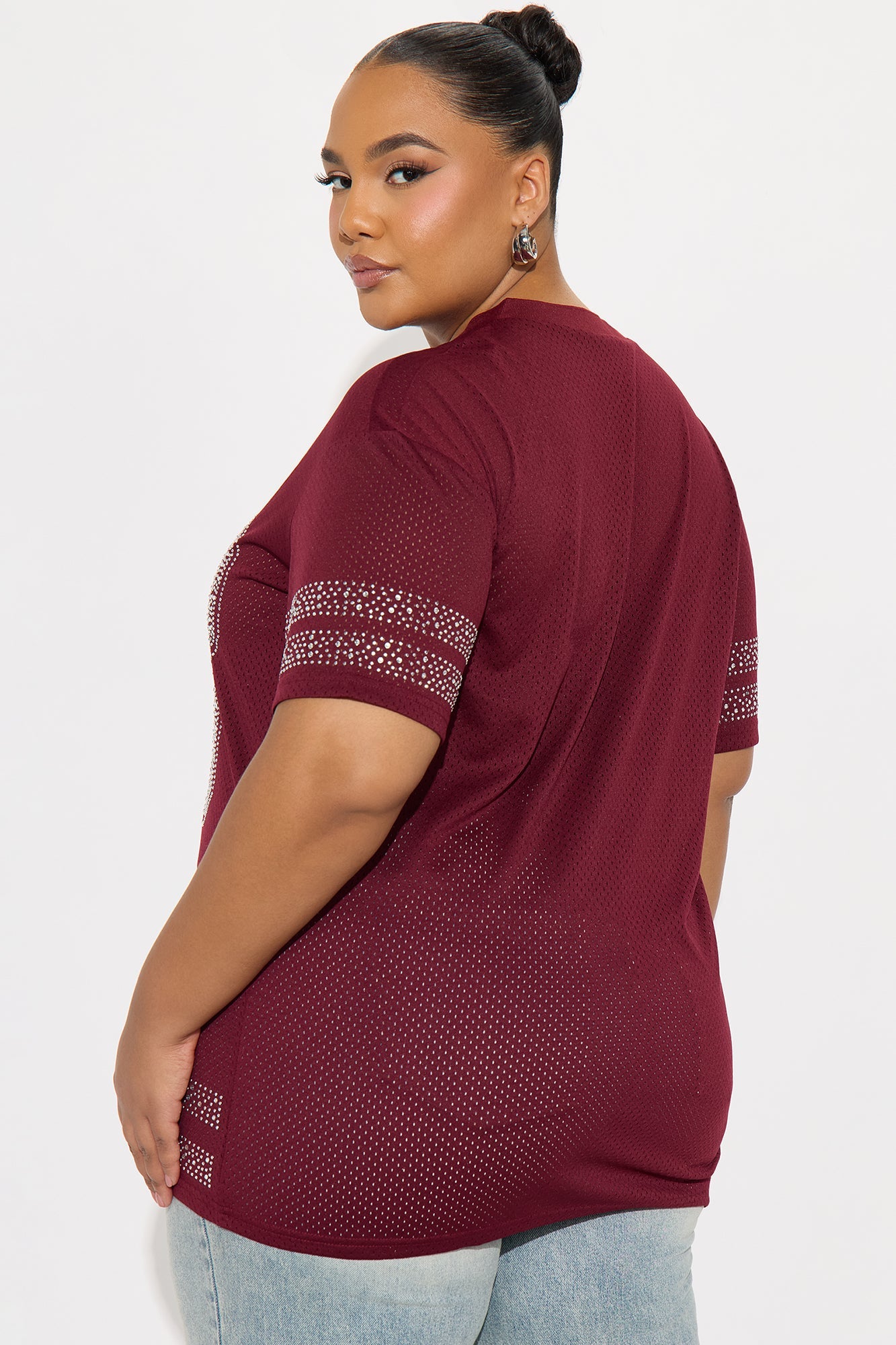 23 Rhinestone Jersey Tee - Burgundy