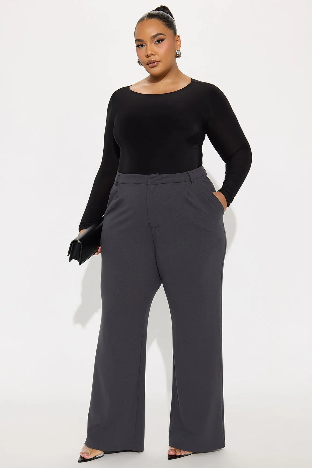 Elma Wide Leg Trouser - Charcoal 