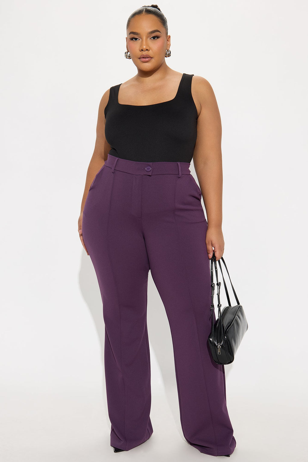 Tall Heidi Wide Leg Trouser Pant - Plum
