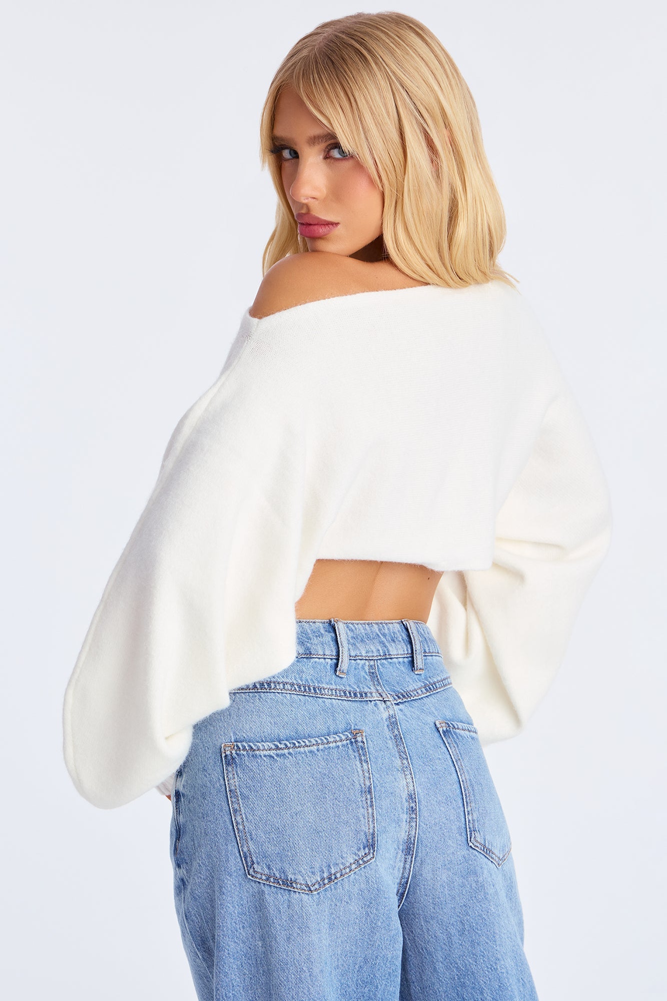 Love Away One Shoulder Sweater Top - Cream
