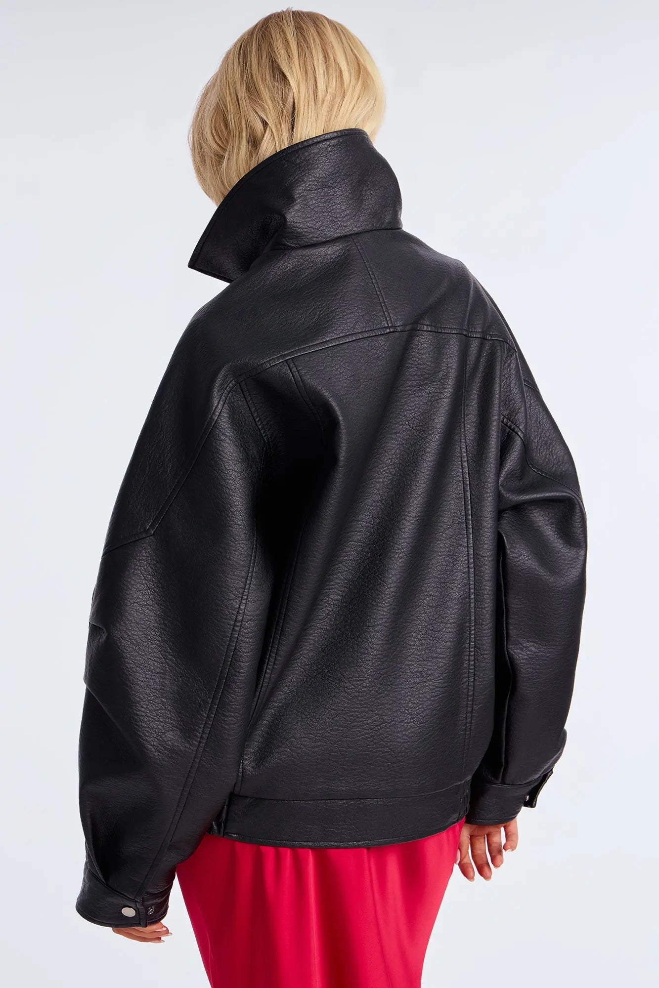 Harlem Faux Leather Moto Jacket - Black 