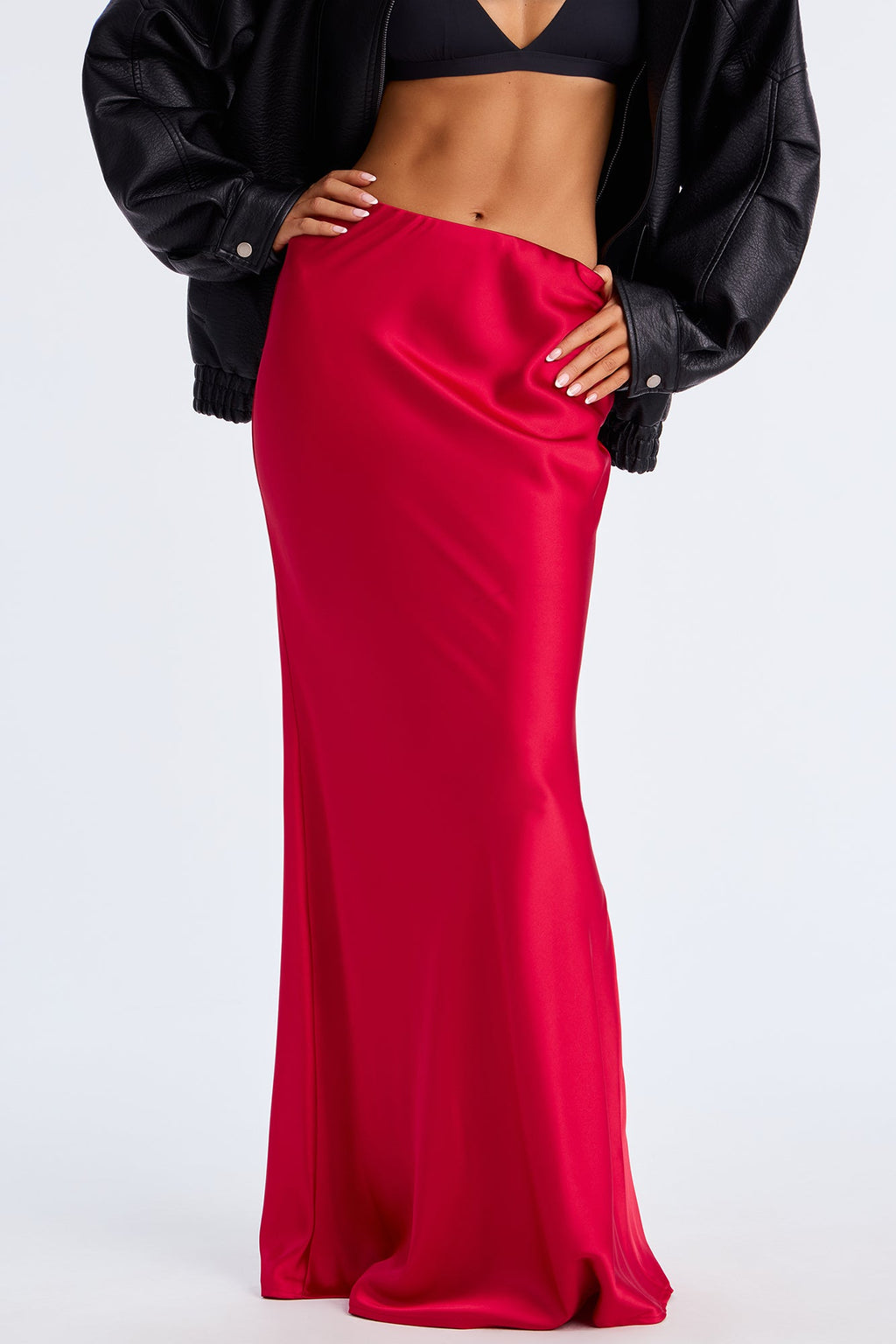 Aurora Satin Maxi Skirt - Red