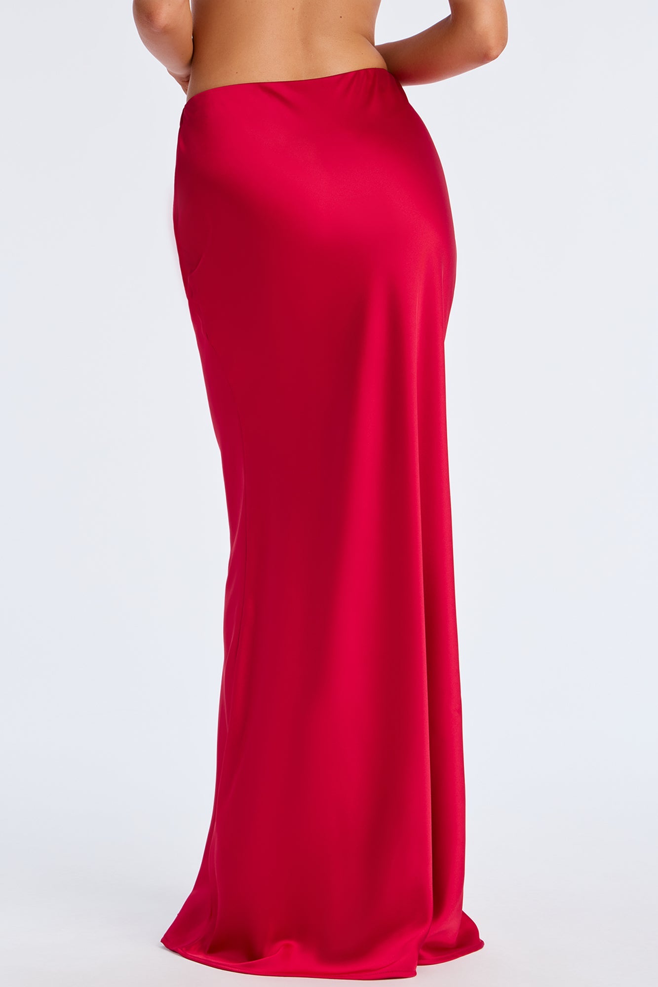 Aurora Satin Maxi Skirt - Red