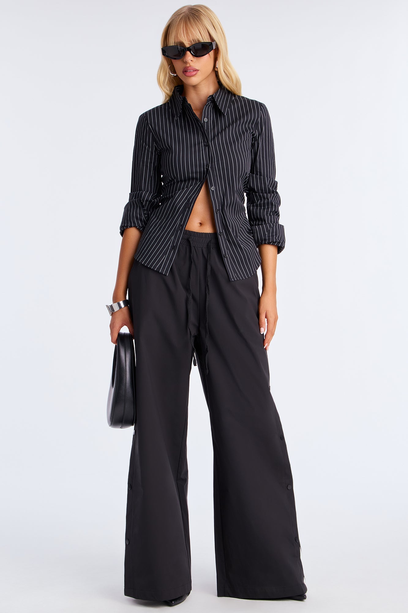 Time Of My Life Pinstripe Poplin Shirt - Black/combo